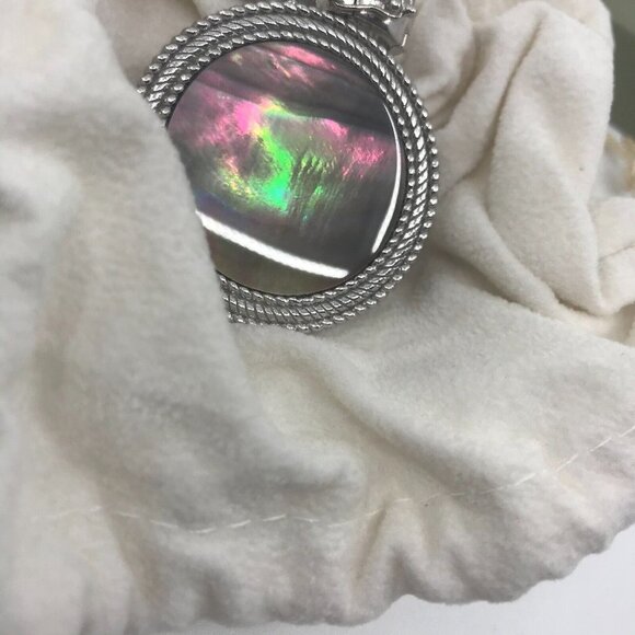 Judith Ripka Sterling Silver Mother of Pearl & Ruby Heart Pendant - Picture 10 of 10